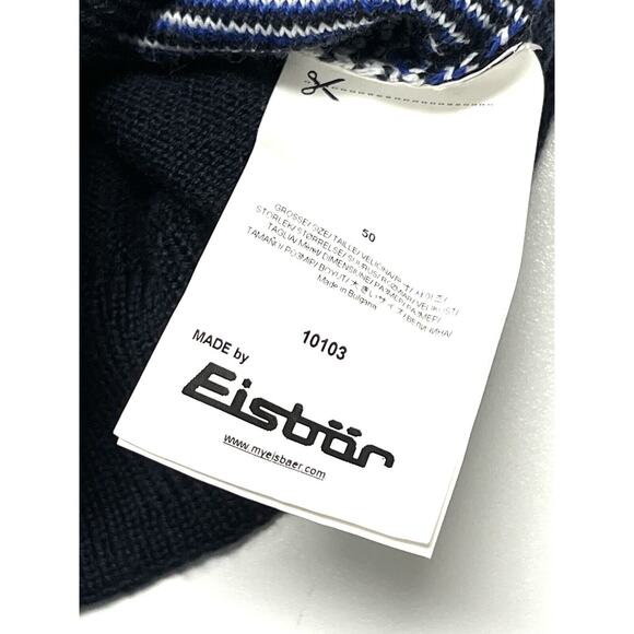 Eisbar Hooded Full Zip Sweater Mens Size M EU 50 Blue & Gray Wool Knit - Picture 6 of 6